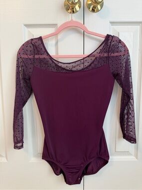 Body Wrappers Premiere Collection Women's Plum Mesh Sleeve Leotard
